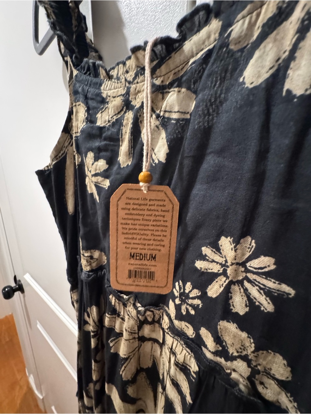 NATURAL LIFE Black Midi Dress with Cream Floral Print - Picture 2 of 2